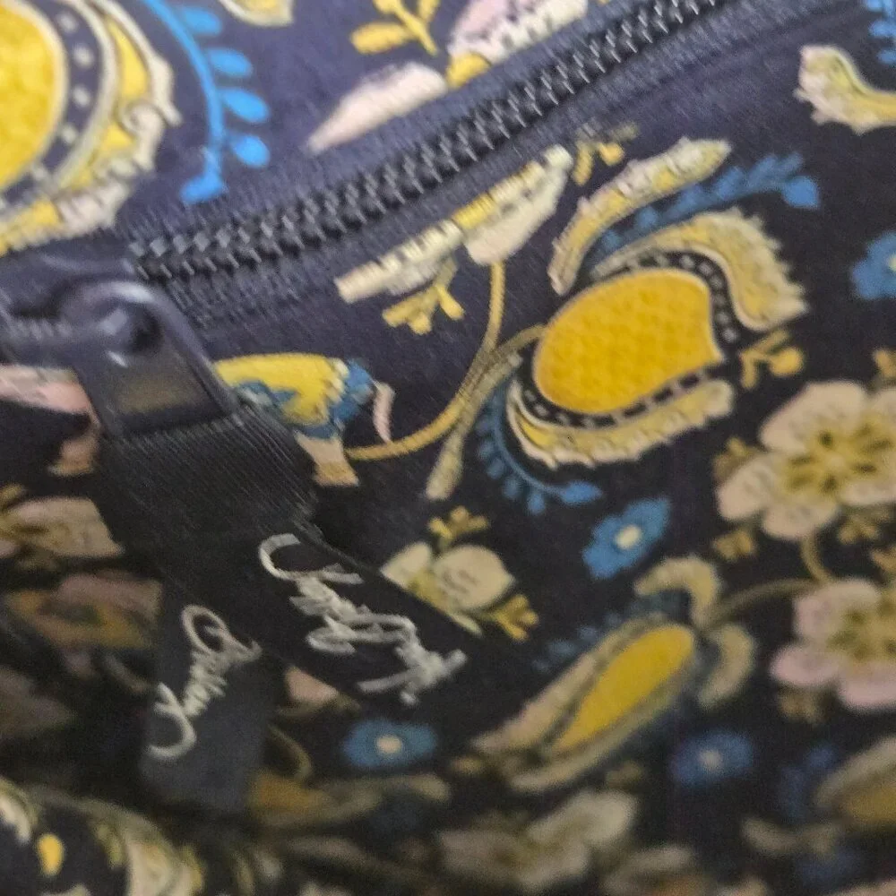 Vera Bradley Cotton Quilted Crossbody Shoulder Bag Floral Elephants Blue Yellow